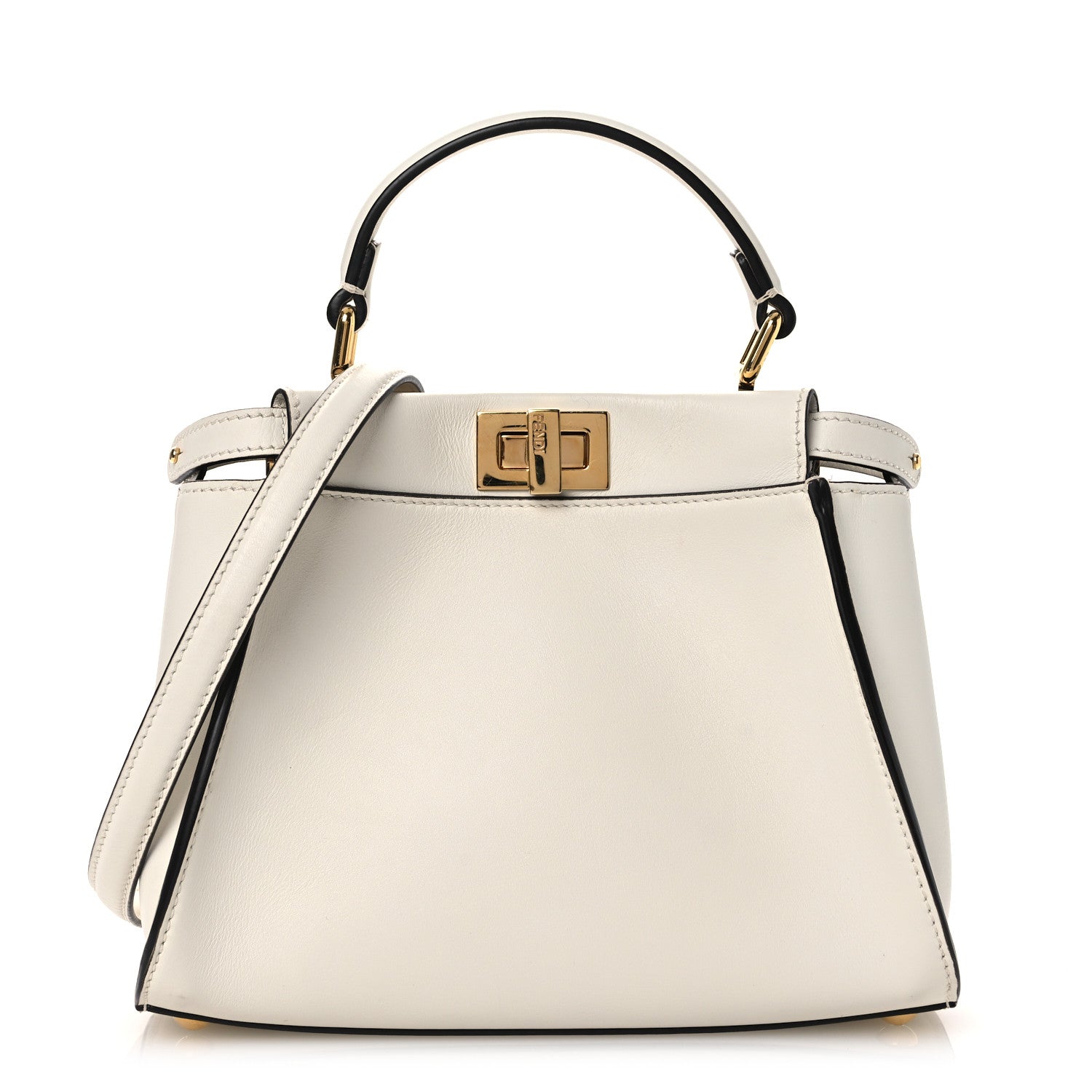 Fendi Vitello Seta Fabric Jacquard FF 1974 Mini Peekaboo Iconic Satchel White 1 of 12