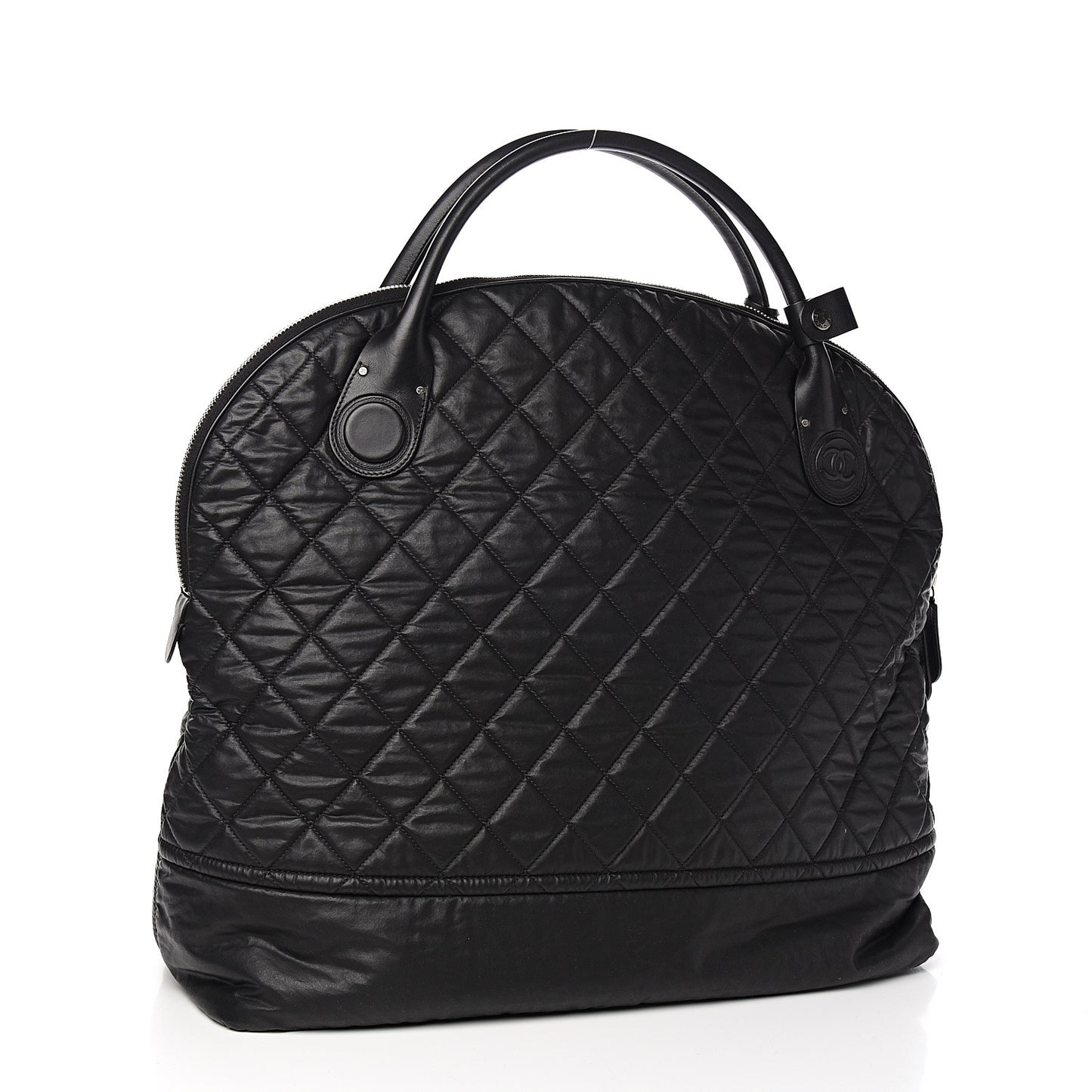 Coated Canvas Quilted Large Garment Travel Bag Black