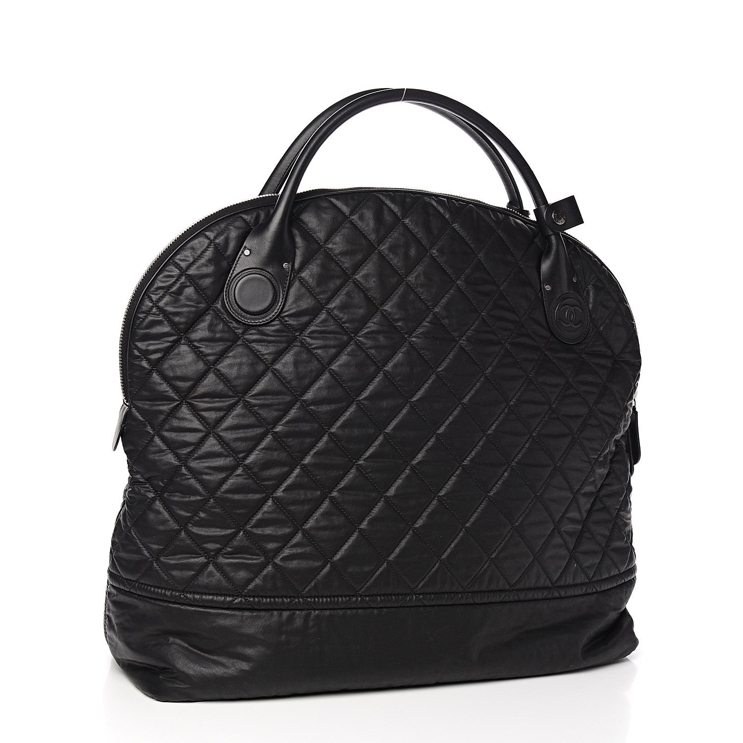 Chanel Coated Canvas Quilted Large Garment Travel Bag Black 2 of 9