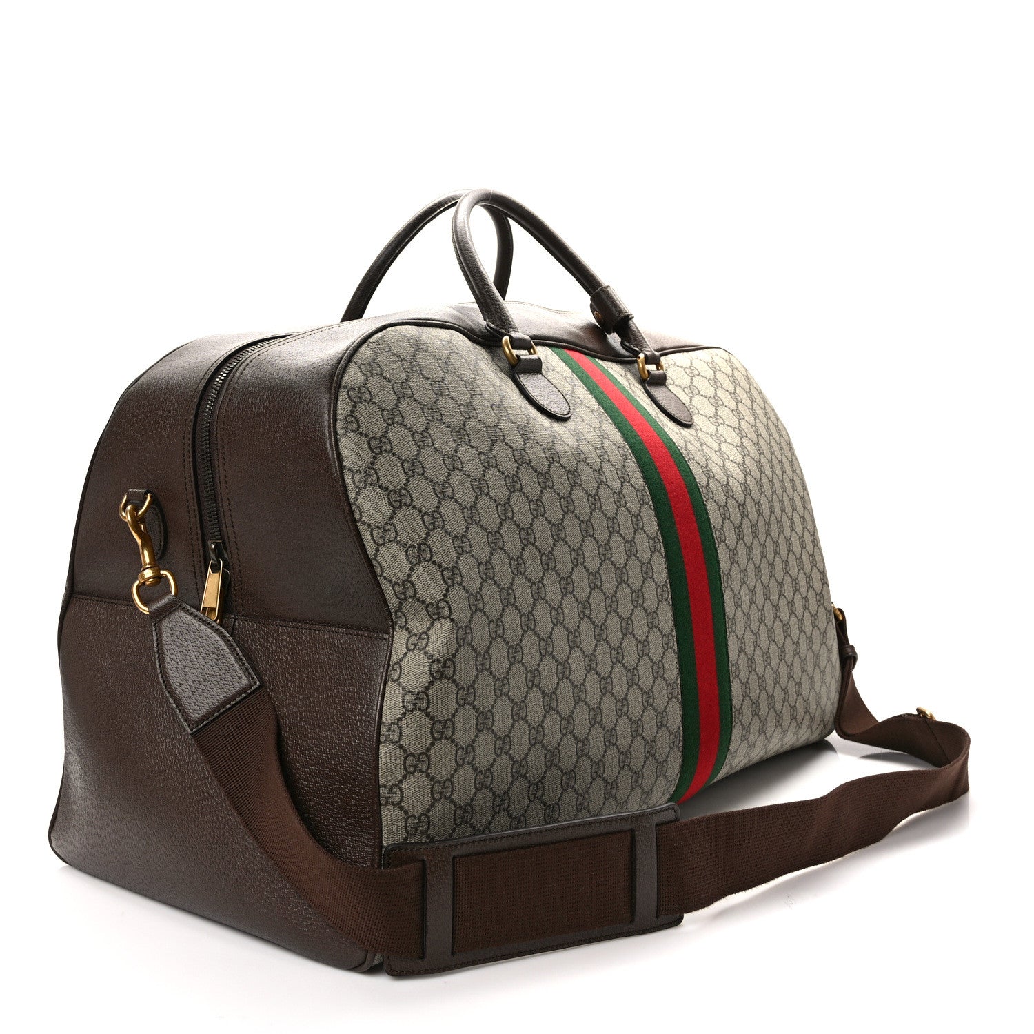 Gucci GG Supreme Monogram Textured Dollar Calfskin Web Large Savoy Bowling Bag Beige Ebony New Acero 2 of 9