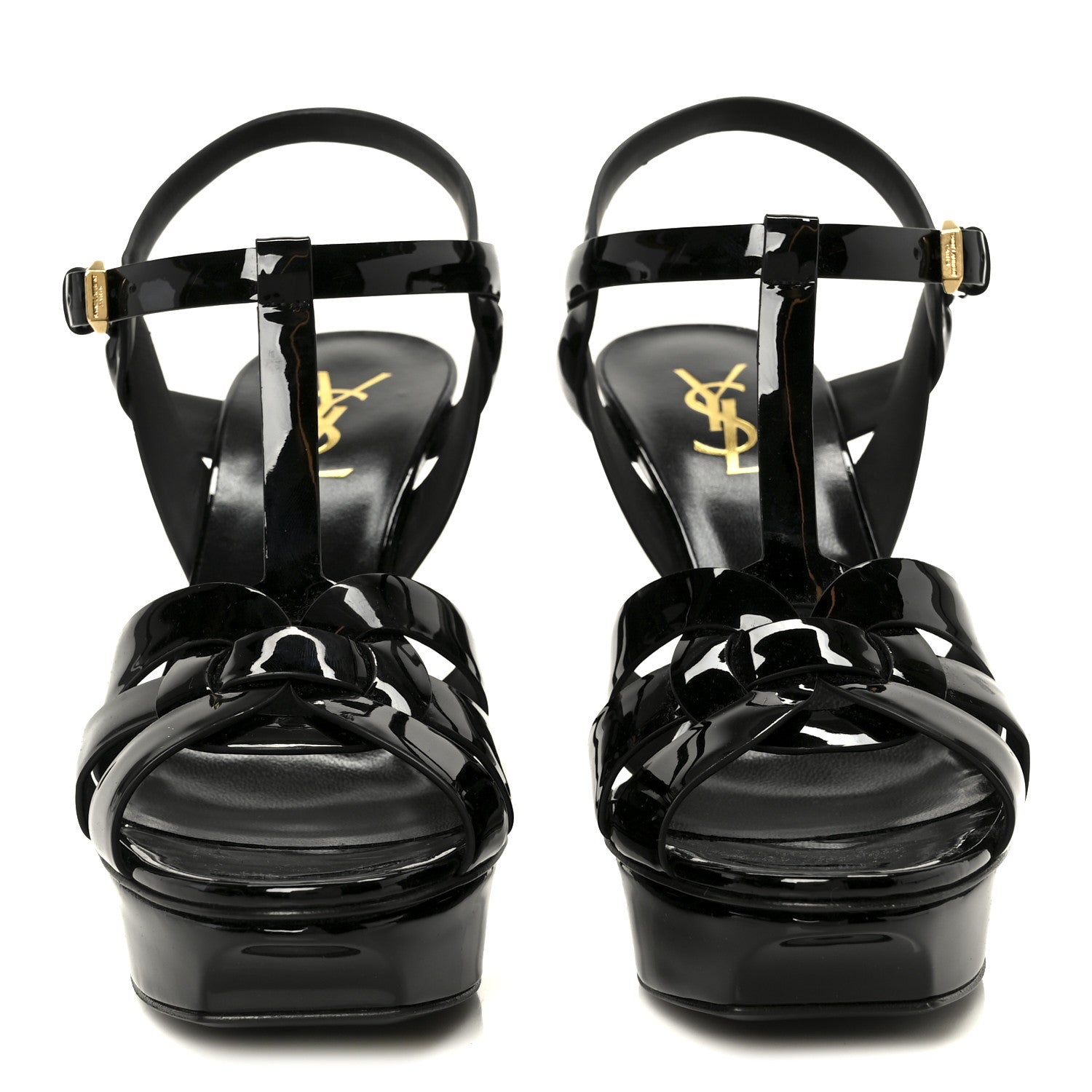 Saint Laurent Patent Tribute 75 Platform Sandals 38.5 Black 3 of 10