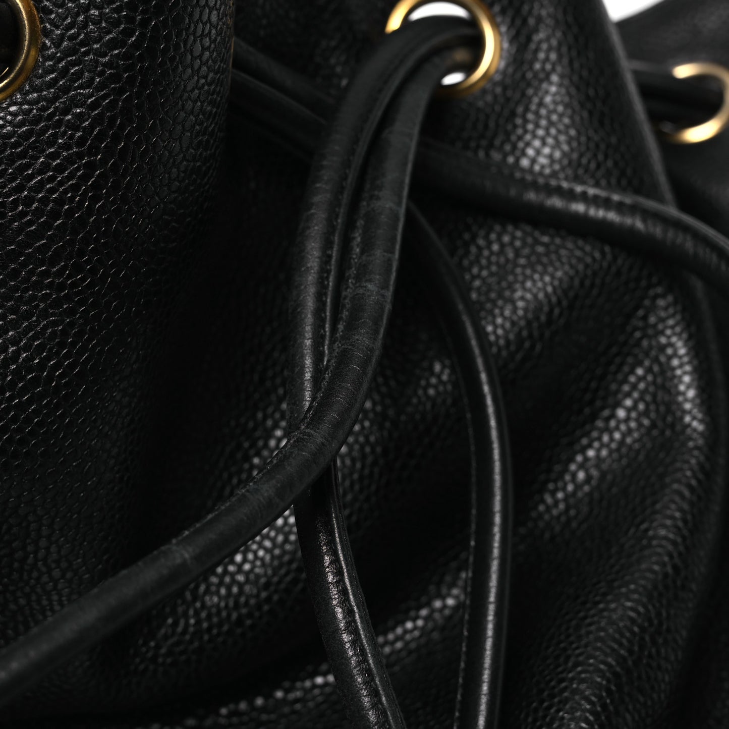 Caviar CC Drawstring Shoulder Bag Black