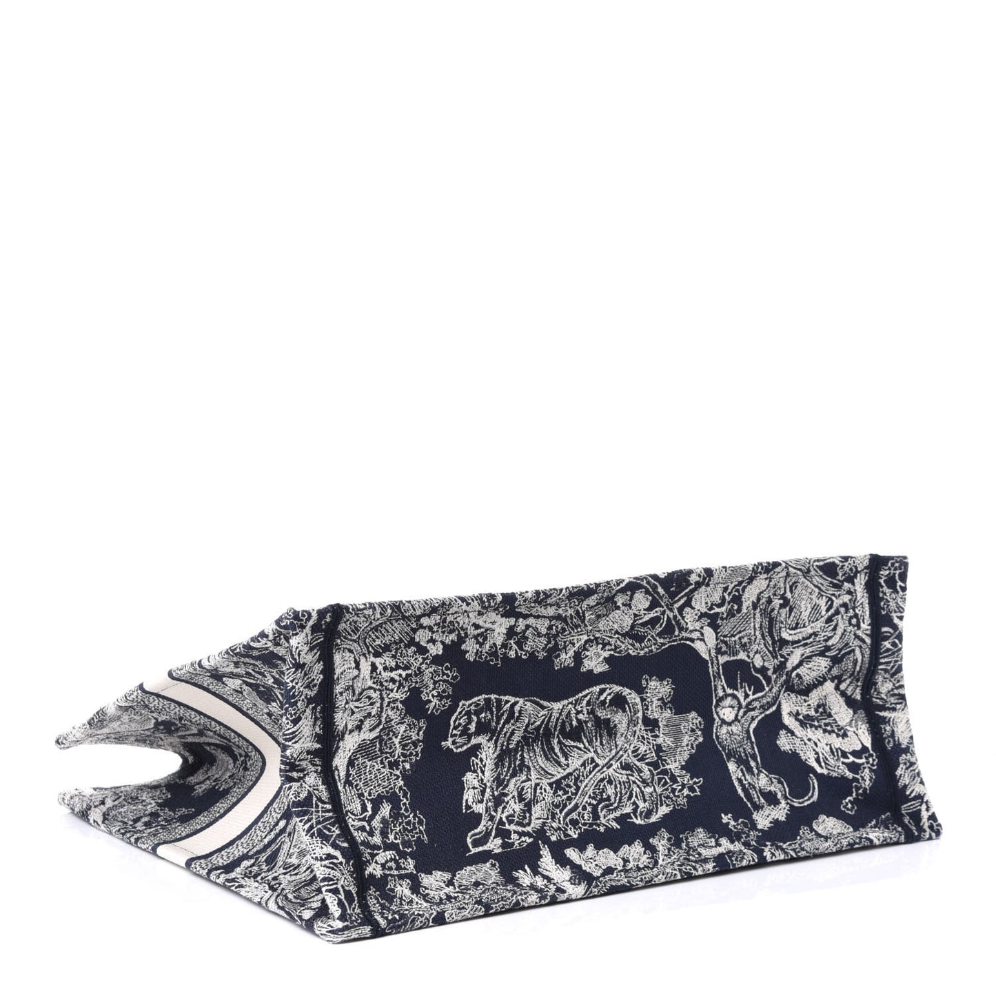 Canvas Embroidered Large Dioriviera Toile De Jouy Reverse Book Tote Blue