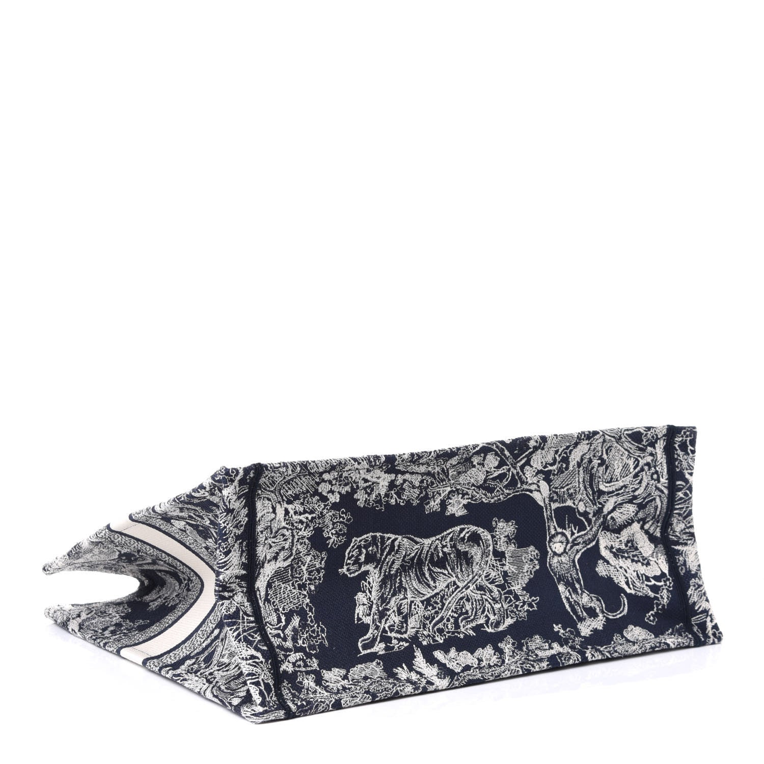 Christian Dior Canvas Embroidered Large Dioriviera Toile De Jouy Reverse Book Tote Blue 3 of 4