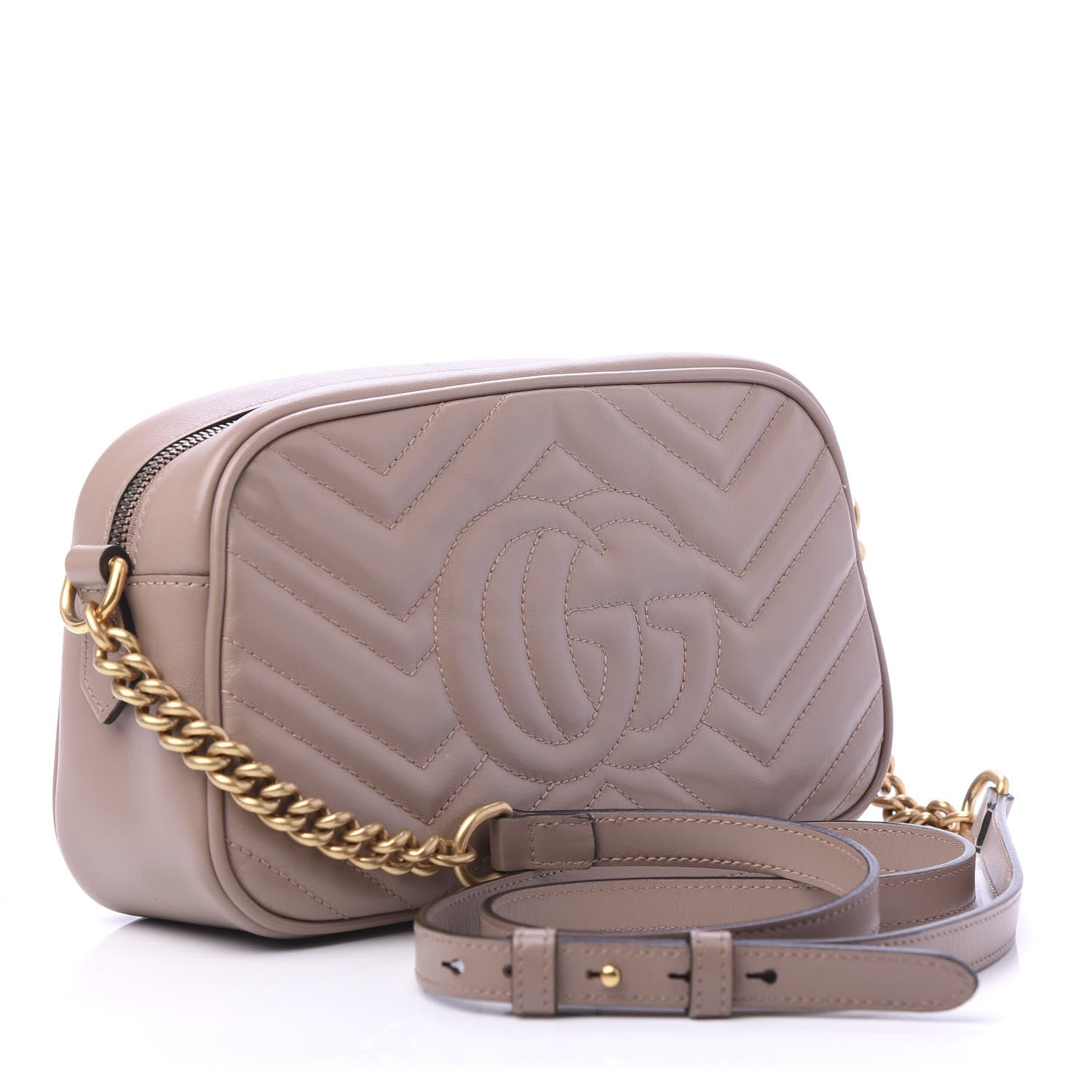 Gucci Calfskin Matelasse Small GG Marmont Chain Shoulder Bag Porcelain Rose 3 of 12