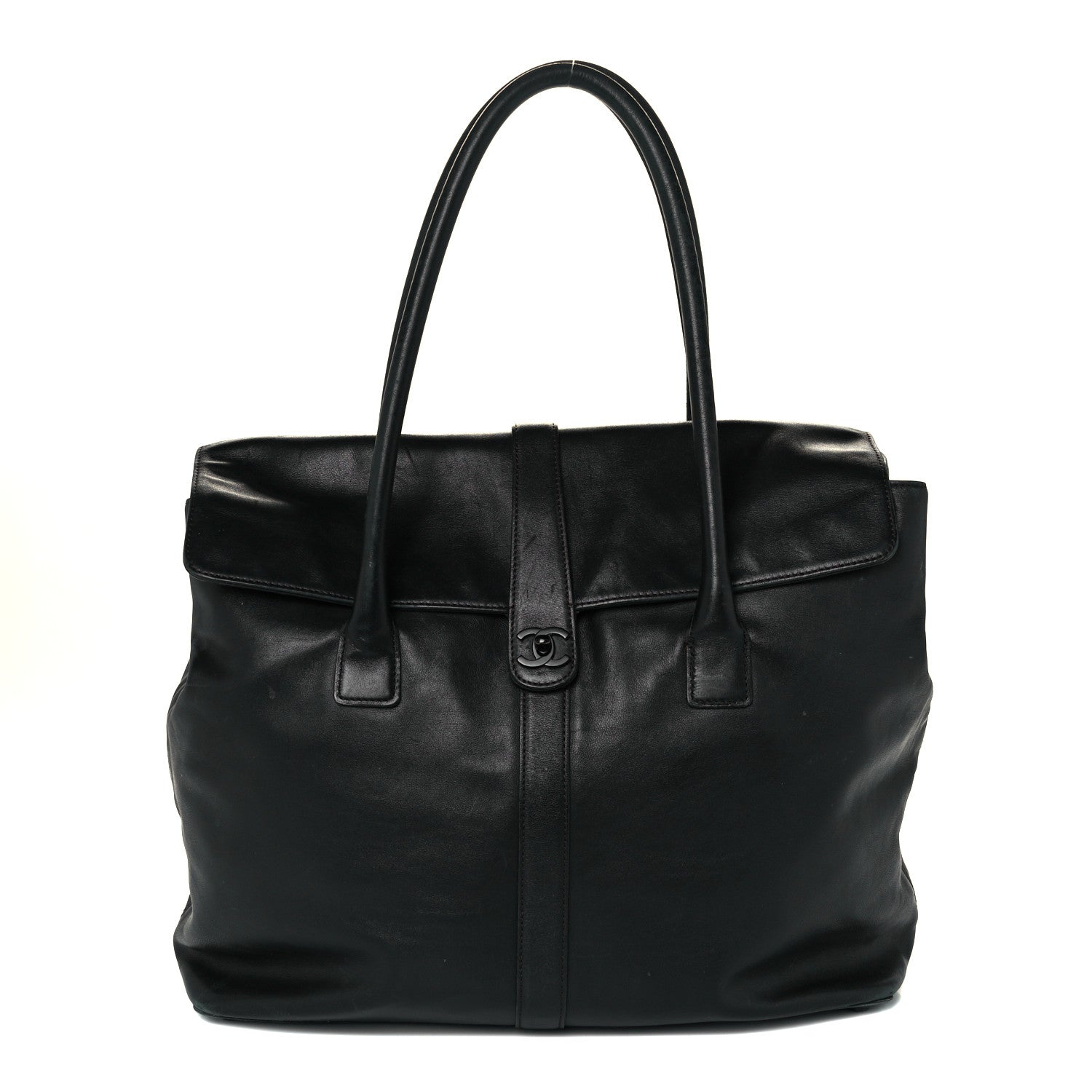 Chanel Calfskin Large Flap Shoulder Bag Black 1 of 9