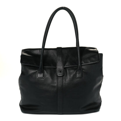 Chanel Calfskin Large Flap Shoulder Bag Black 1 of 9