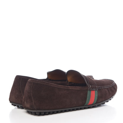 Gucci Suede Web Mens Kanye Driver Loafers 10.5 Cocoa 4 of 11