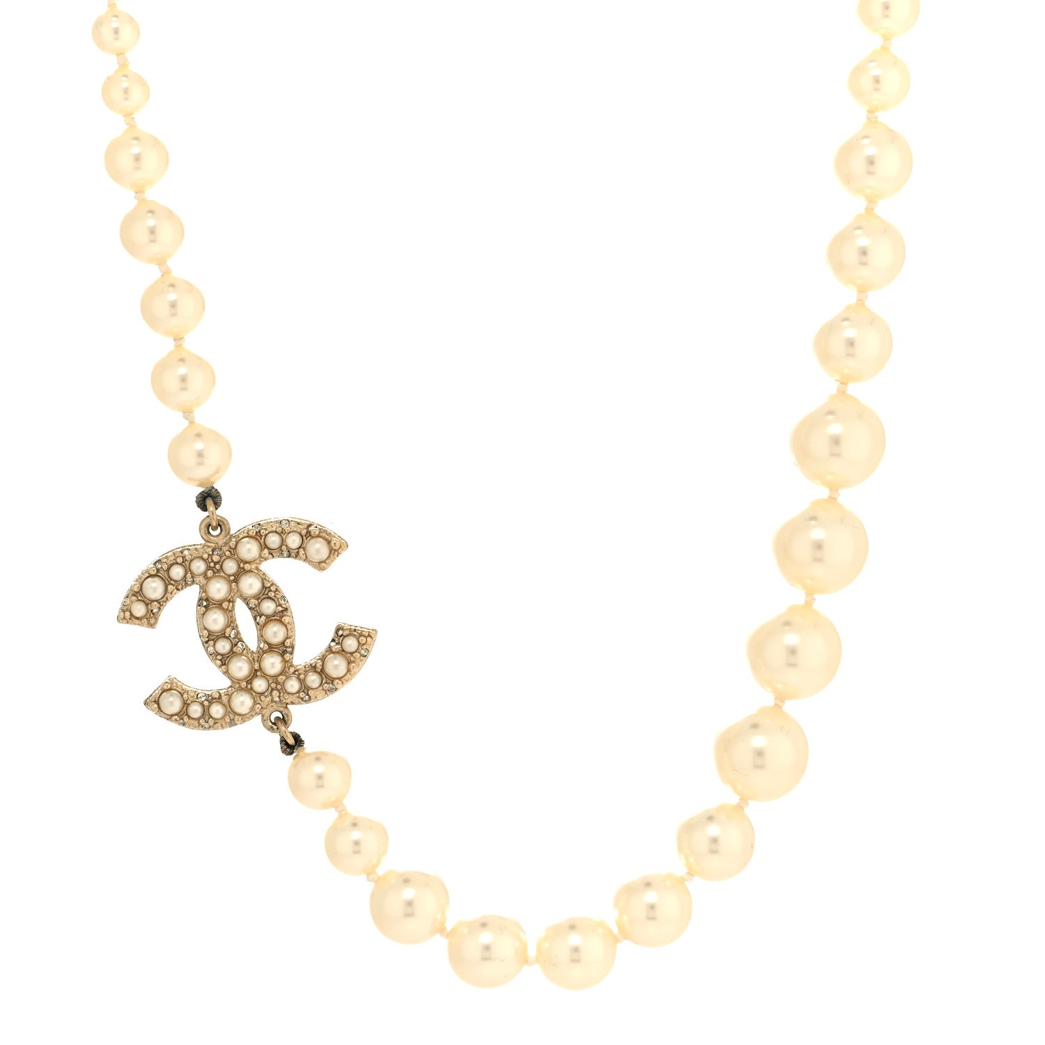 Chanel Pearl CC 100th Anniversary Necklace Light Gold 1 of 5