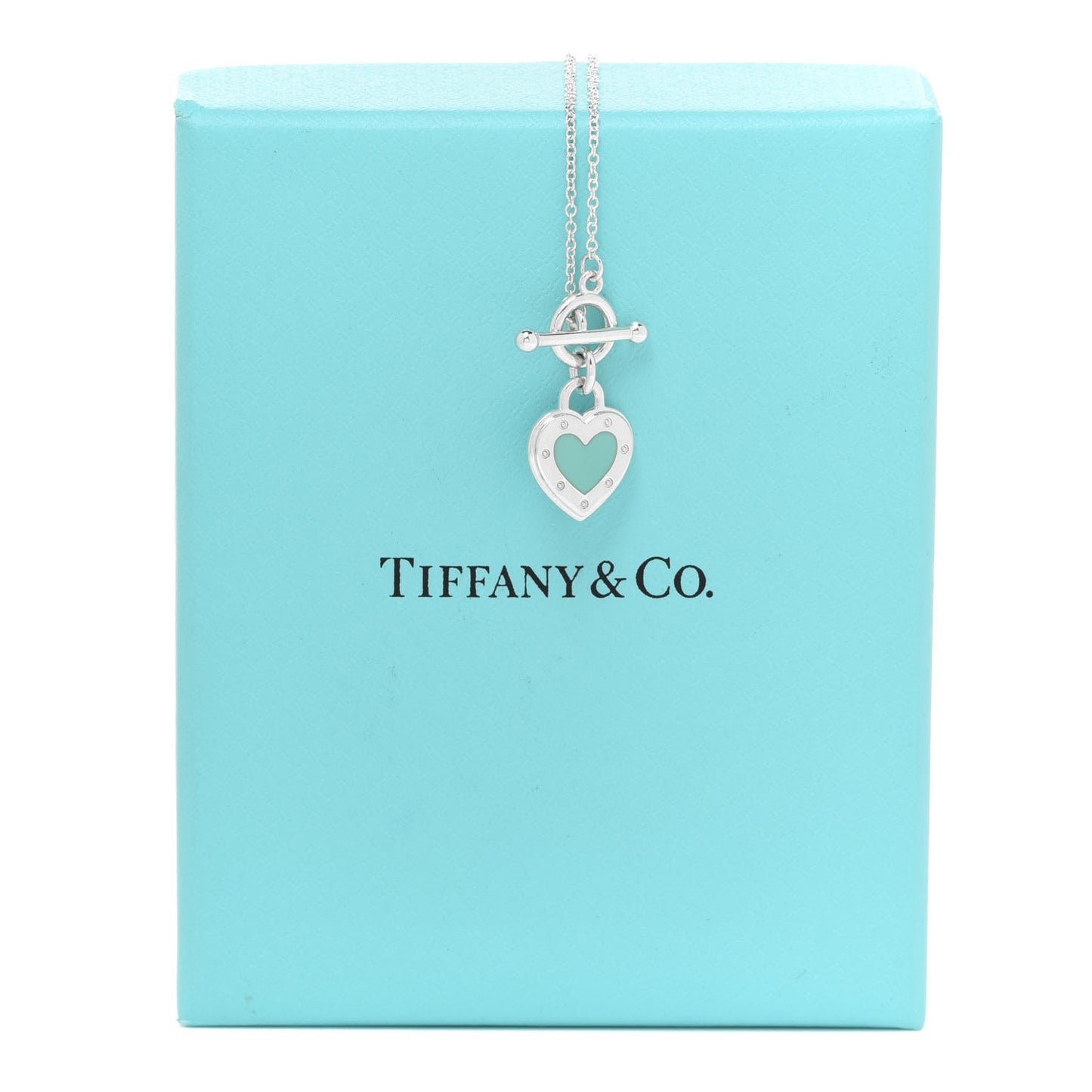 Sterling Silver Enamel Return to Tiffany Love Heart Necklace Blue