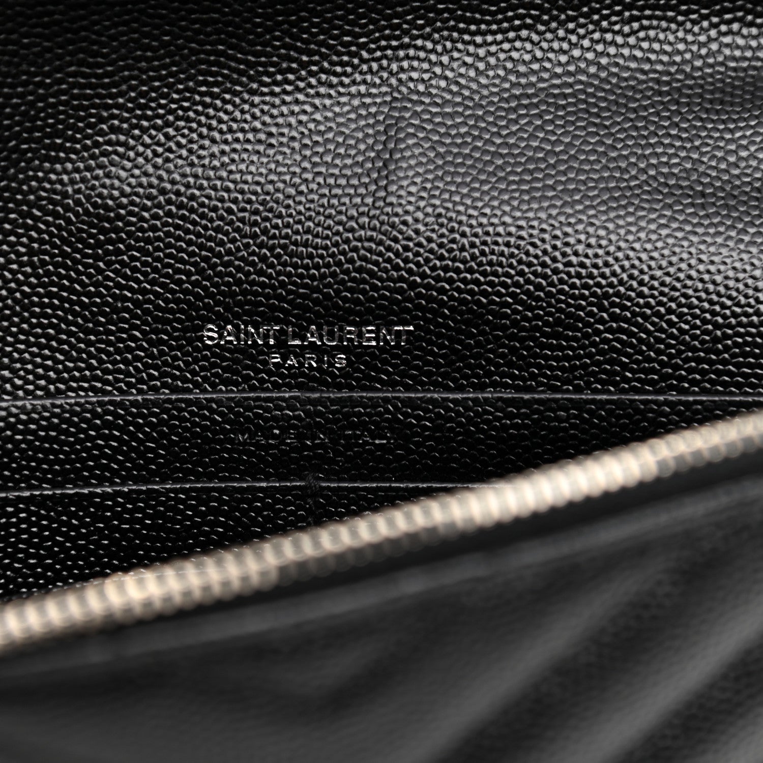 Saint Laurent Grain De Poudre Matelasse Chevron Monogram Envelope Chain Wallet Black 5 of 8