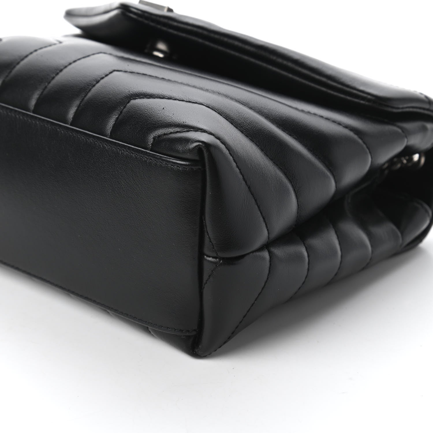 Saint Laurent Calfskin Y Quilted Monogram Small Loulou Chain Satchel Black 7 of 10