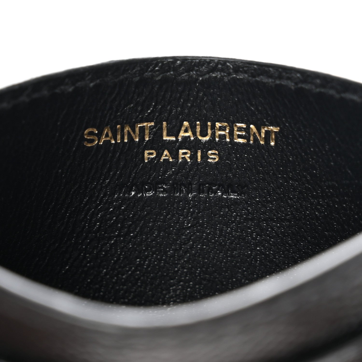 Saint Laurent Grain De Poudre Matelasse Chevron Monogram Credit Card Case Black 6 of 7