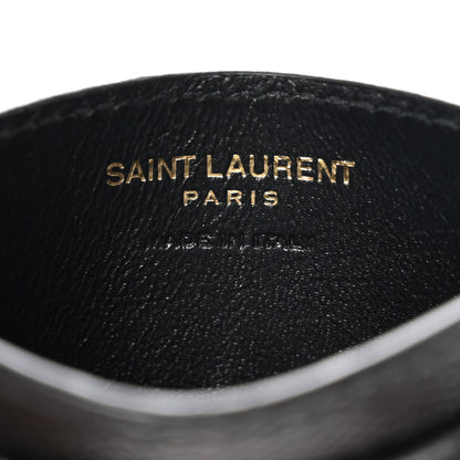 Saint Laurent Grain De Poudre Matelasse Chevron Monogram Credit Card Case Black 6 of 7