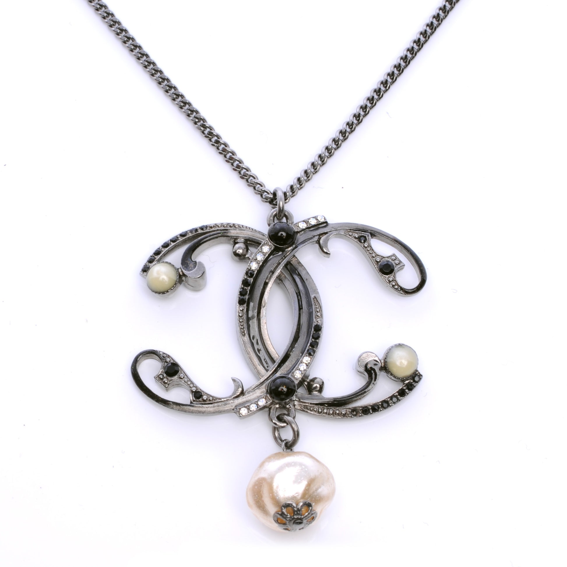 Chanel Crystal CC Pearl Drop Necklace 1 of 5