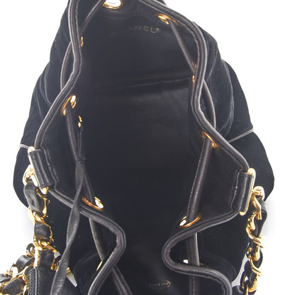 Chanel Velvet CC Drawstring Bucket Bag Black 6 of 12