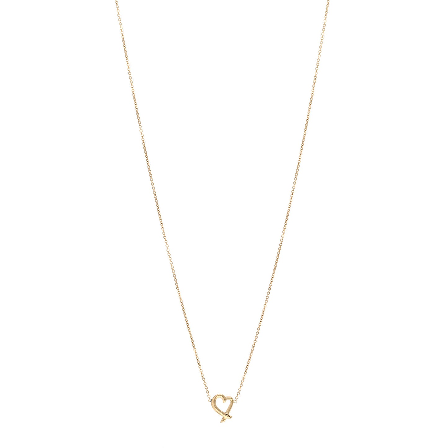 18K Yellow Gold Mini Paloma Picasso Loving Heart Pendant Necklace