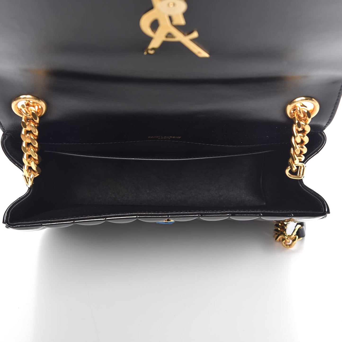Patent Matelasse Monogram Large Vicky Chain Bag Black