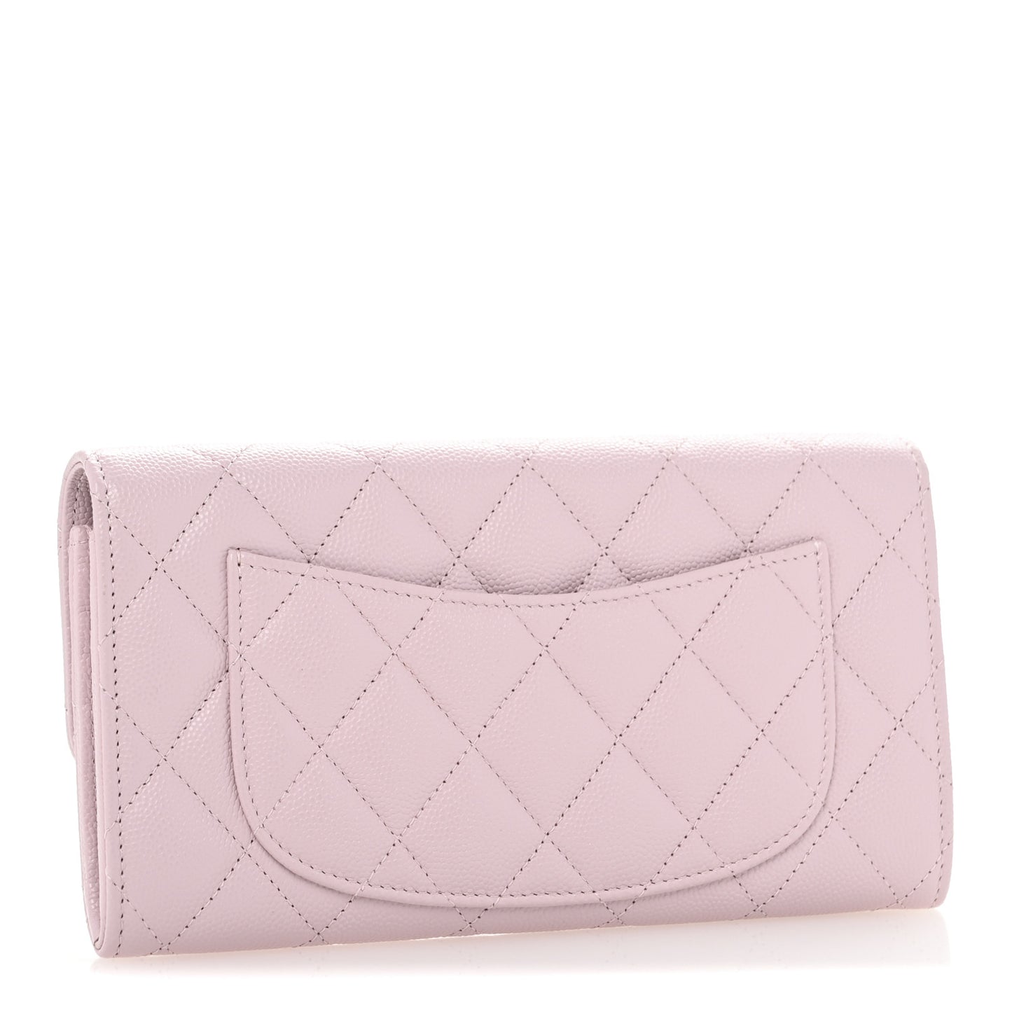 Caviar Quilted Large Gusset Flap Wallet Light Pink