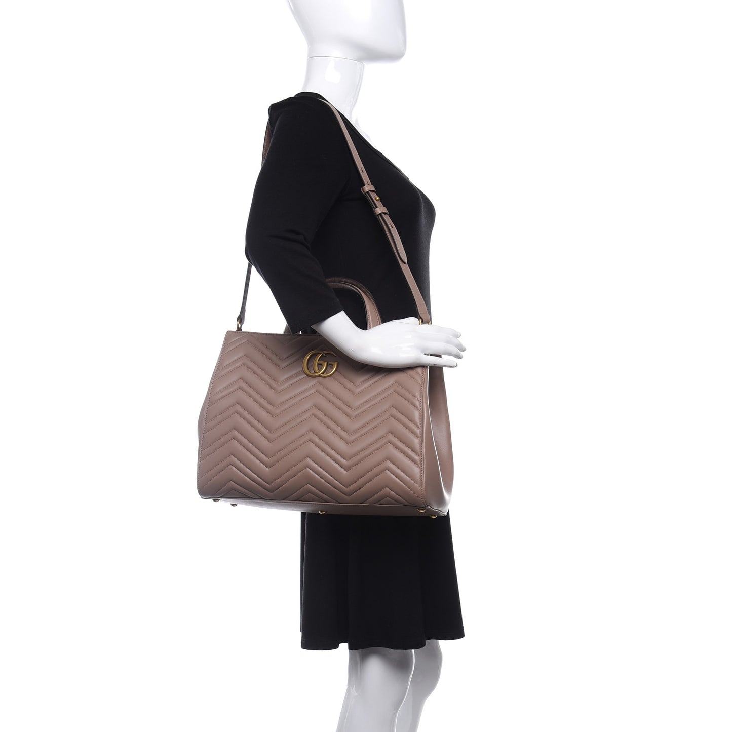 Calfskin Matelasse Medium GG Marmont Tote Porcelain Rose