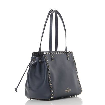 Valentino Garavani Calfskin Rockstud Double Handle Cinch Tote Marine 3 of 13