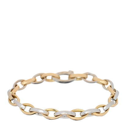 Roberto Coin 18K Yellow White Gold Almond Link Bracelet 1 of 3