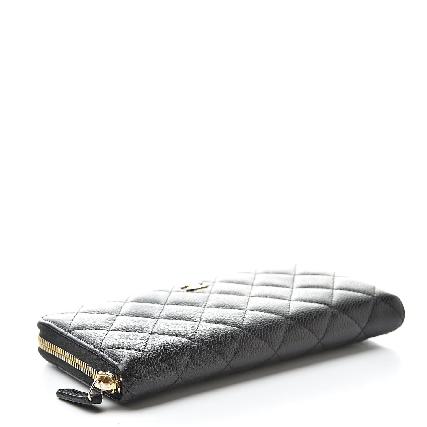 Caviar Quilted Large Gusset Zip Around Wallet Black