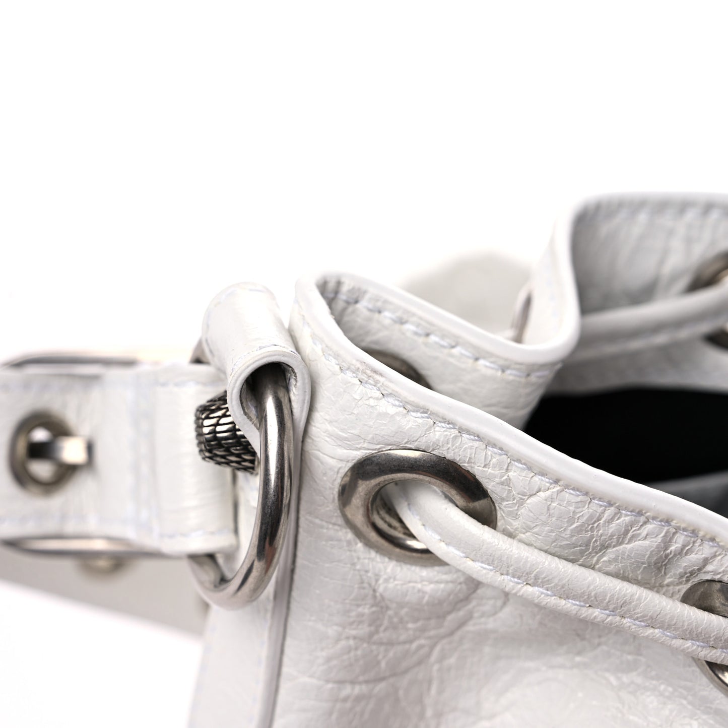 Agneau Arena Le Cagole Bucket Bag XS Optic White