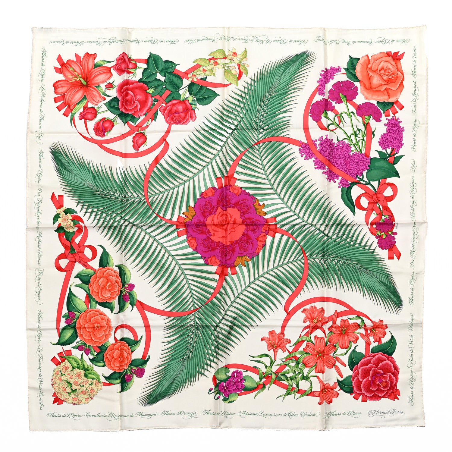 Hermes Silk Fleurs De L'Opera Scarf 90 1 of 6
