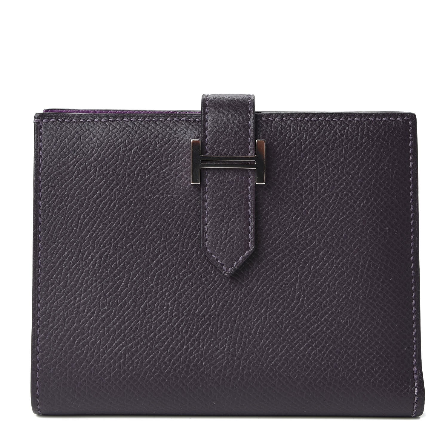 Hermes Epsom Bearn Verso Compact Wallet Raisin Anemone 1 of 7