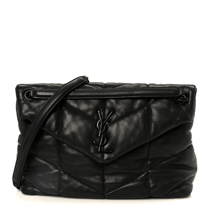 Saint Laurent Lambskin Quilted Monogram Monochrome Medium Loulou Puffer Chain Satchel Black 1 of 11