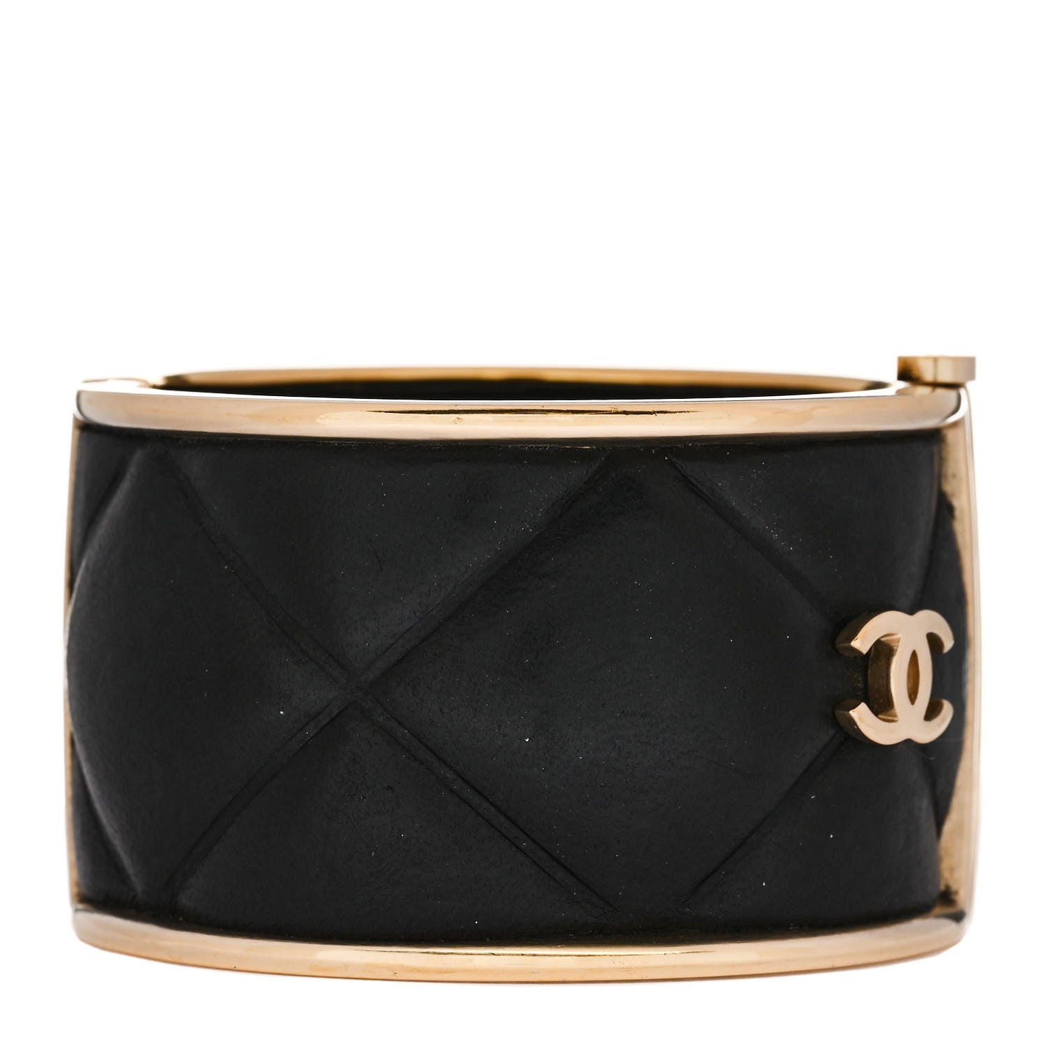 Chanel Lambskin Quilted CC Cuff Bracelet Black 1 of 4