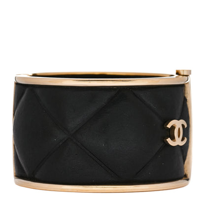 Chanel Lambskin Quilted CC Cuff Bracelet Black 1 of 4