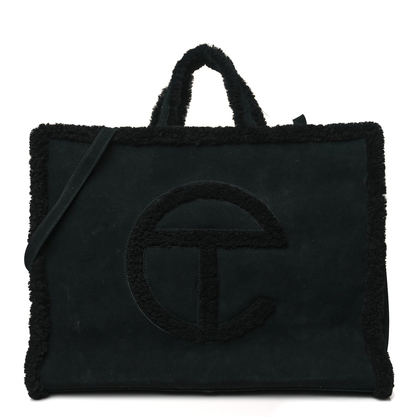 X UGG Suede Shearling Large Shopping Bag Black