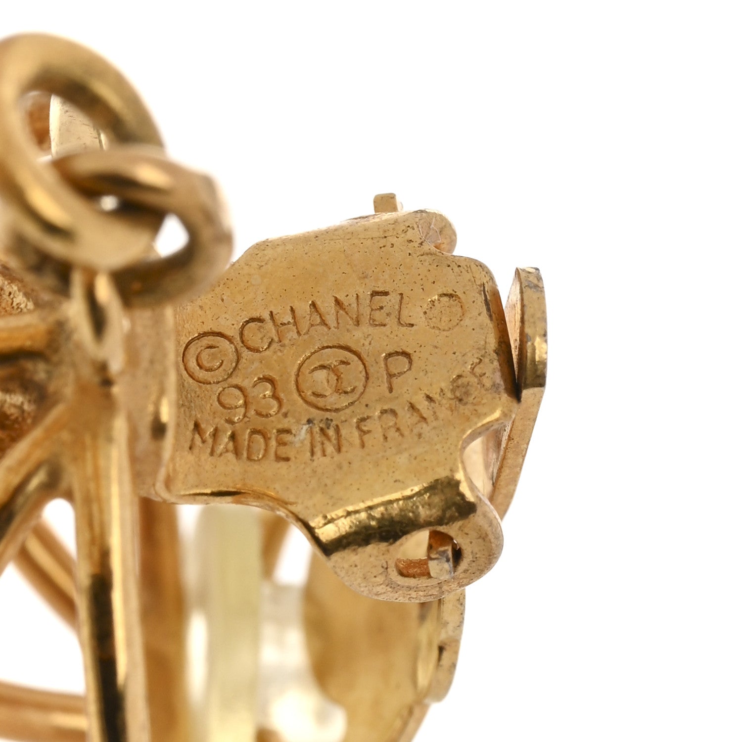 Chanel CC Bird Cage Drop Clip On Earrings Gold 5 of 5