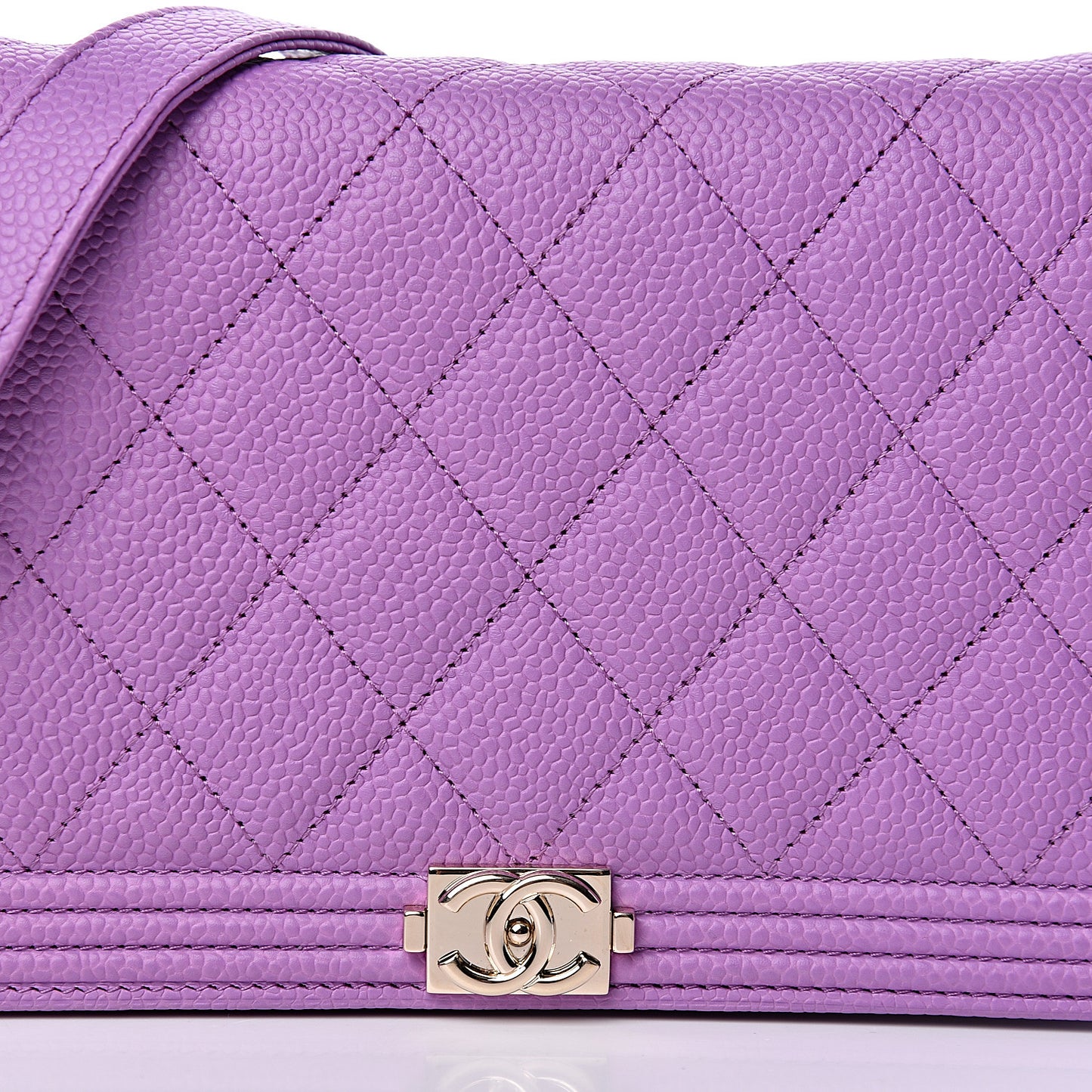 Caviar Quilted Boy Wallet On Chain WOC Purple