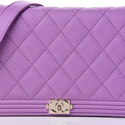 Chanel Caviar Quilted Boy Wallet On Chain WOC Purple 9 of 12