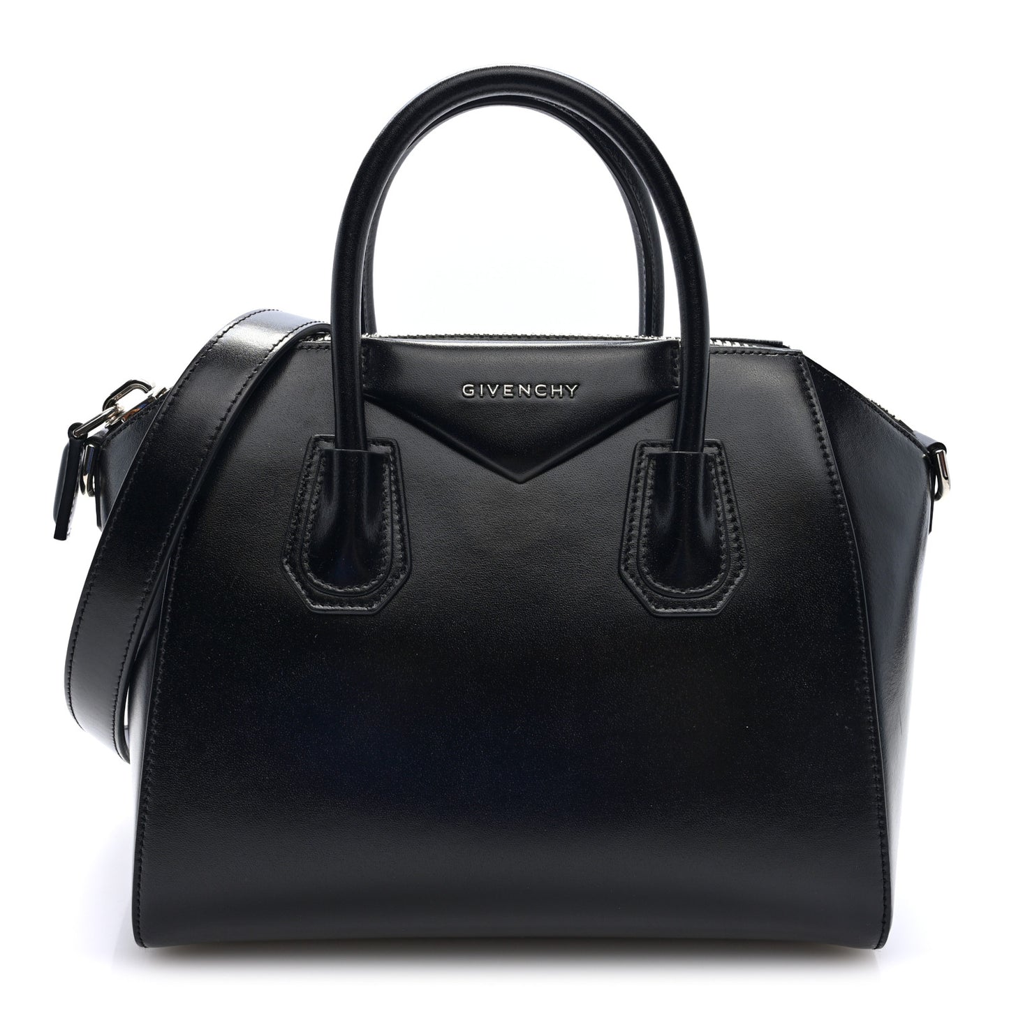 Shiny Lord Calfskin Smalll Antigona Black