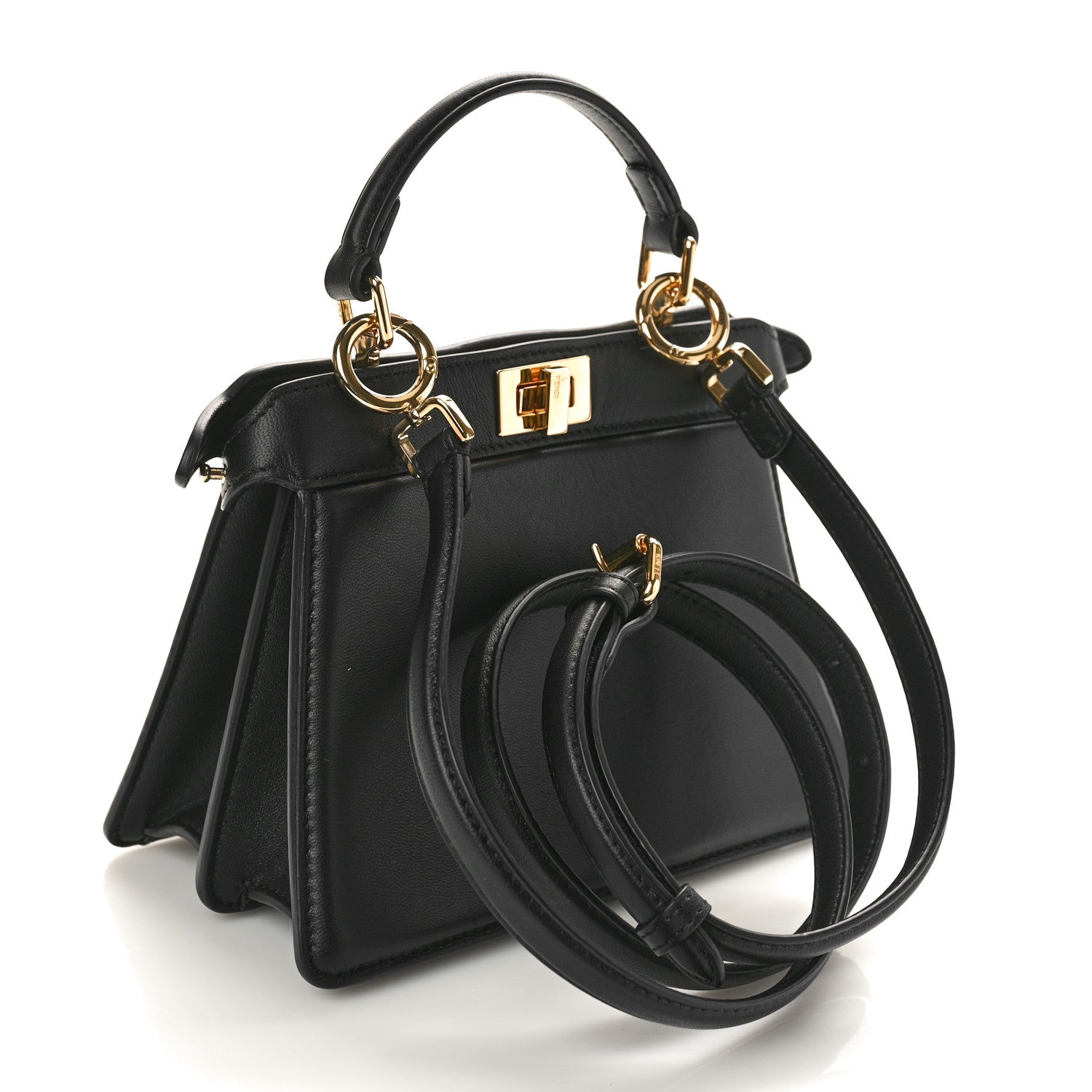 Fendi Shiny Nappa Petite Peekaboo I SEE U Satchel Black 3 of 11