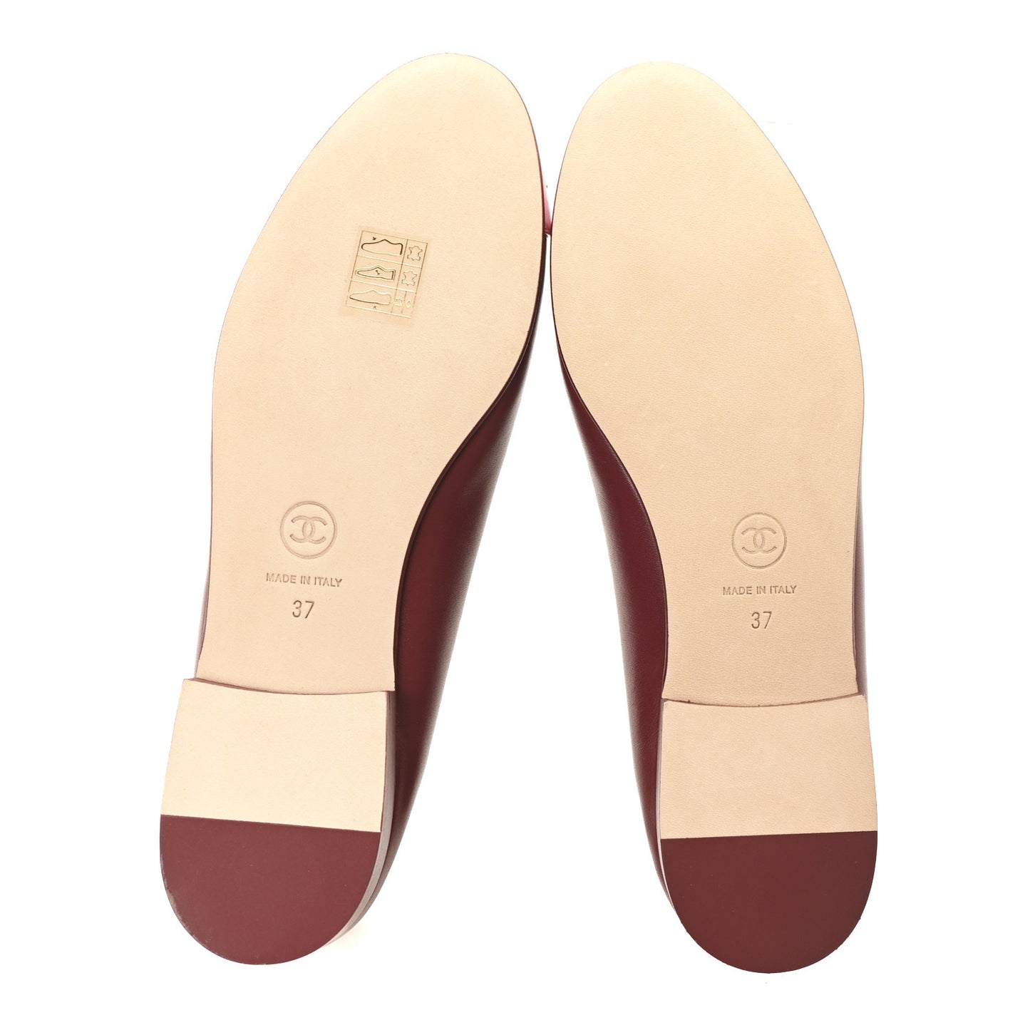 Lambskin Cap Toe CC Ballerina Flats 37 Burgundy Pink