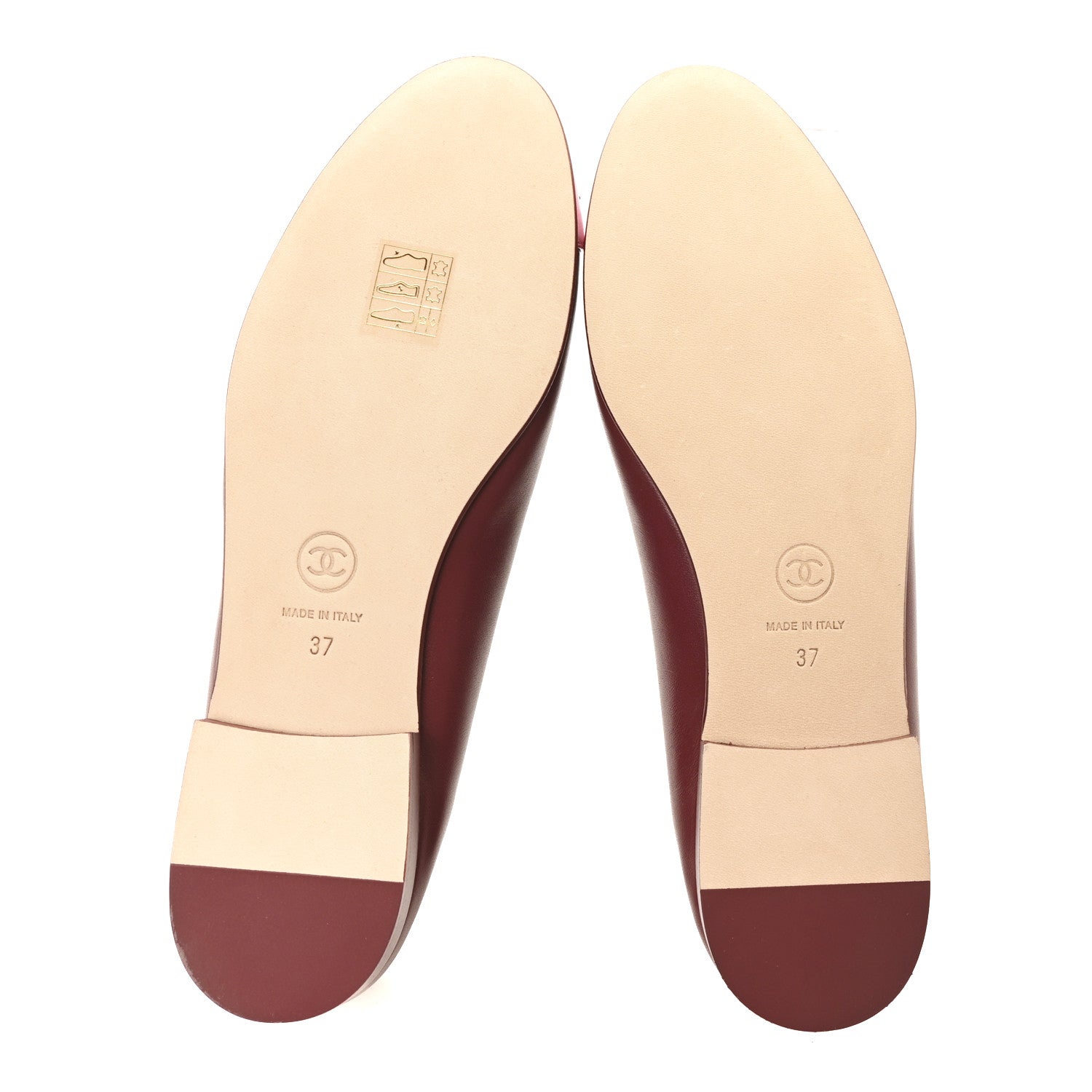 Chanel Lambskin Cap Toe CC Ballerina Flats 37 Burgundy Pink 6 of 10