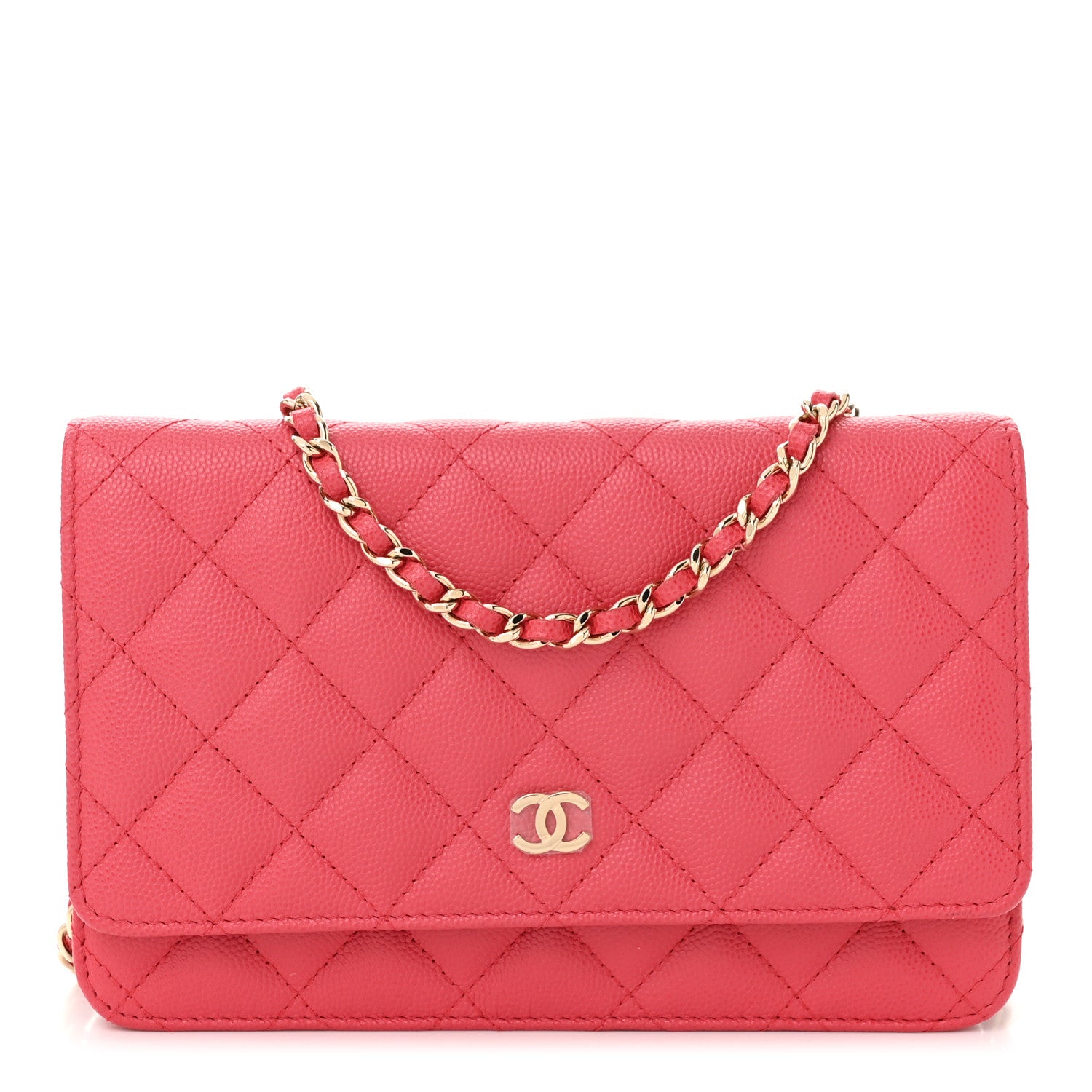 Chanel Caviar Quilted Wallet on Chain WOC Dark Pink 1 of 12