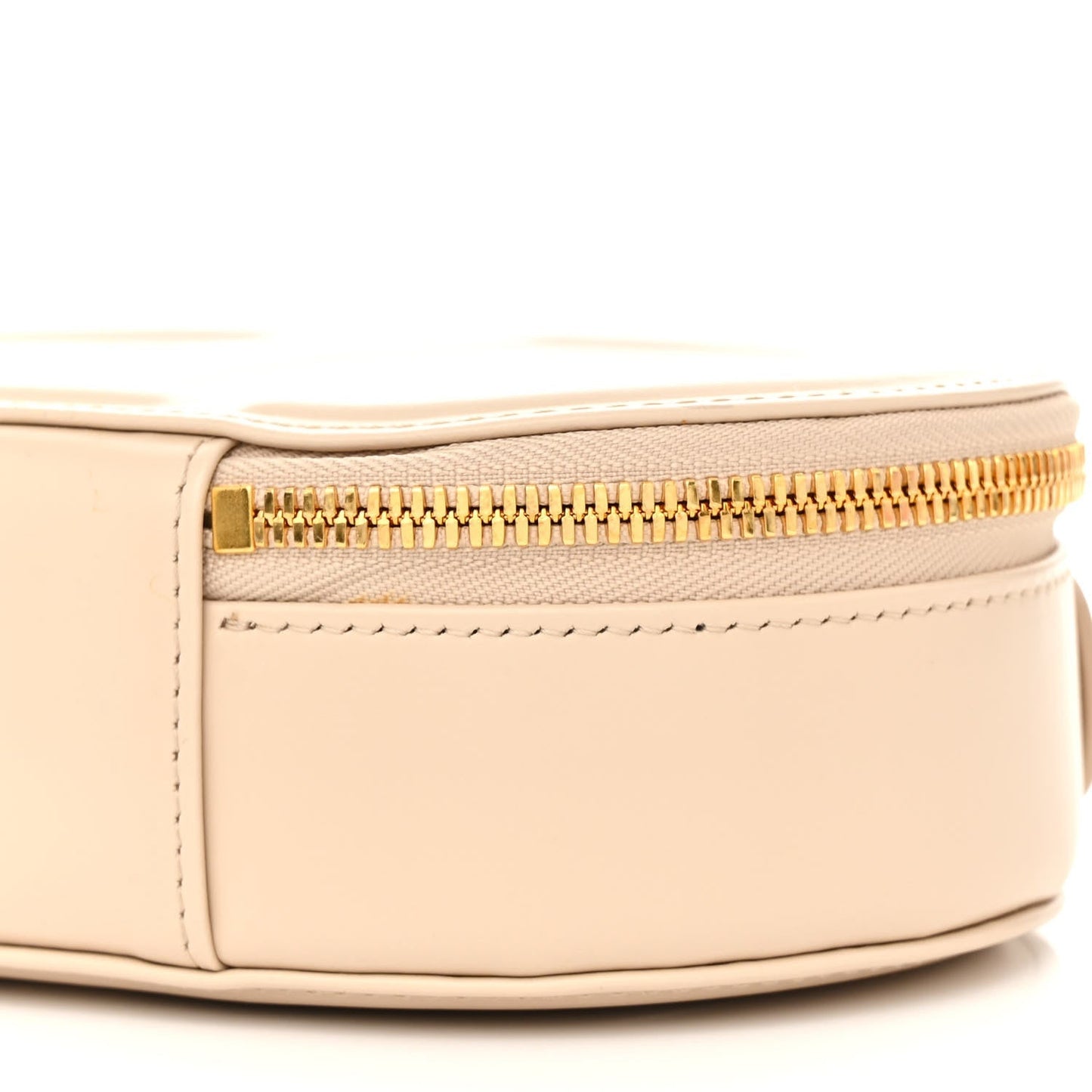 Calfskin CD Signature Oval Crossbody Camera Bag Caramel Beige
