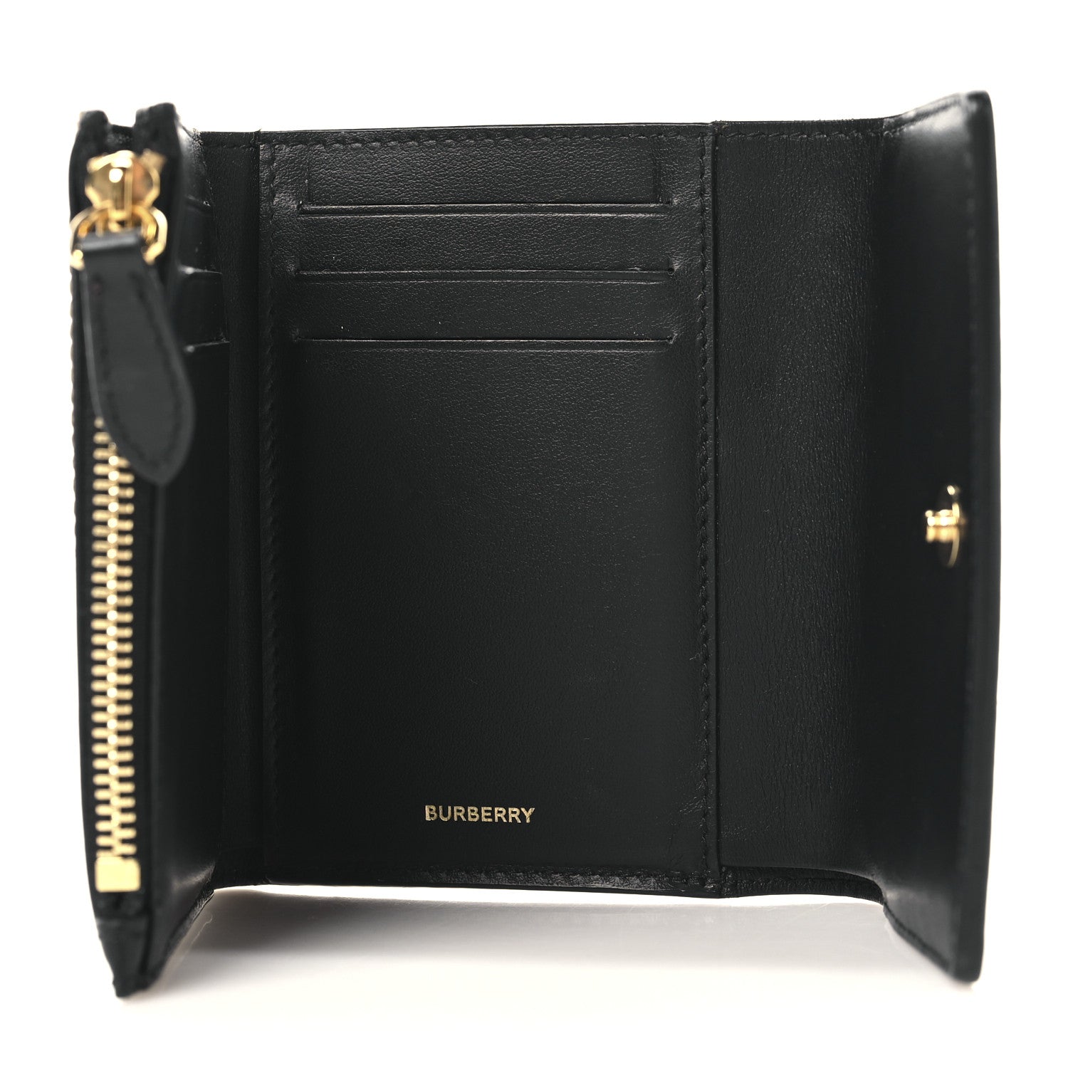 Burberry Grainy Calfskin Vintage Check Small Folding Wallet Archive Beige Black 5 of 7