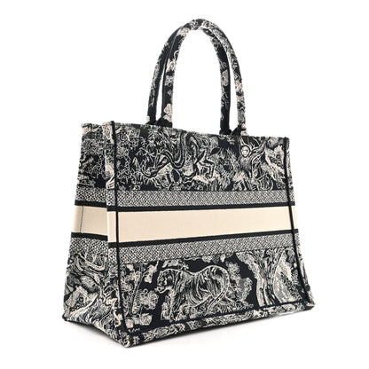 Christian Dior Canvas Embroidered Medium Toile De Jouy Reverse Book Tote Blue 3 of 10