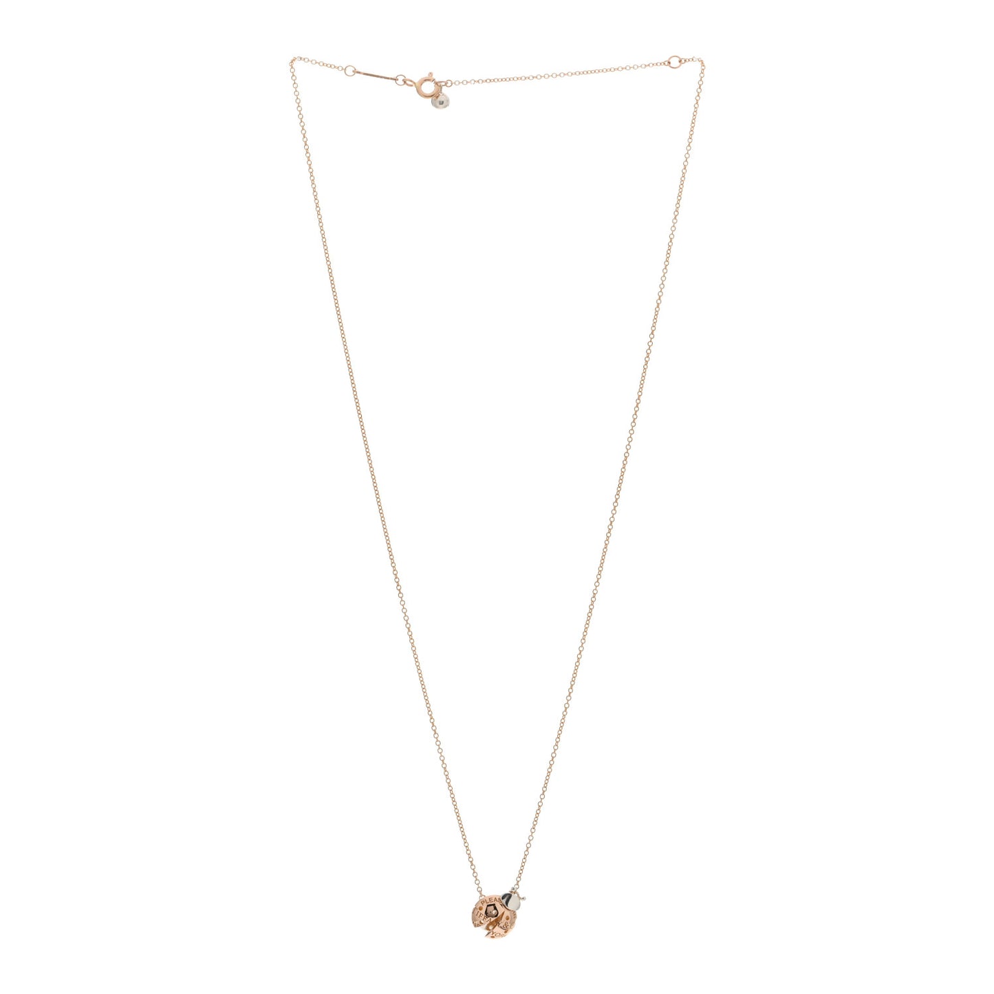 18K Rose Gold Sterling Silver Return to Tiffany Love Bugs Ladybug Pendant Necklace