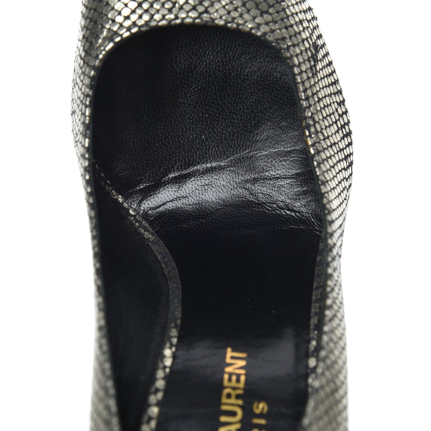 Metallic Snakeskin Embossed Calfskin Classic Paris 105 Pumps 36.5 Black Gold