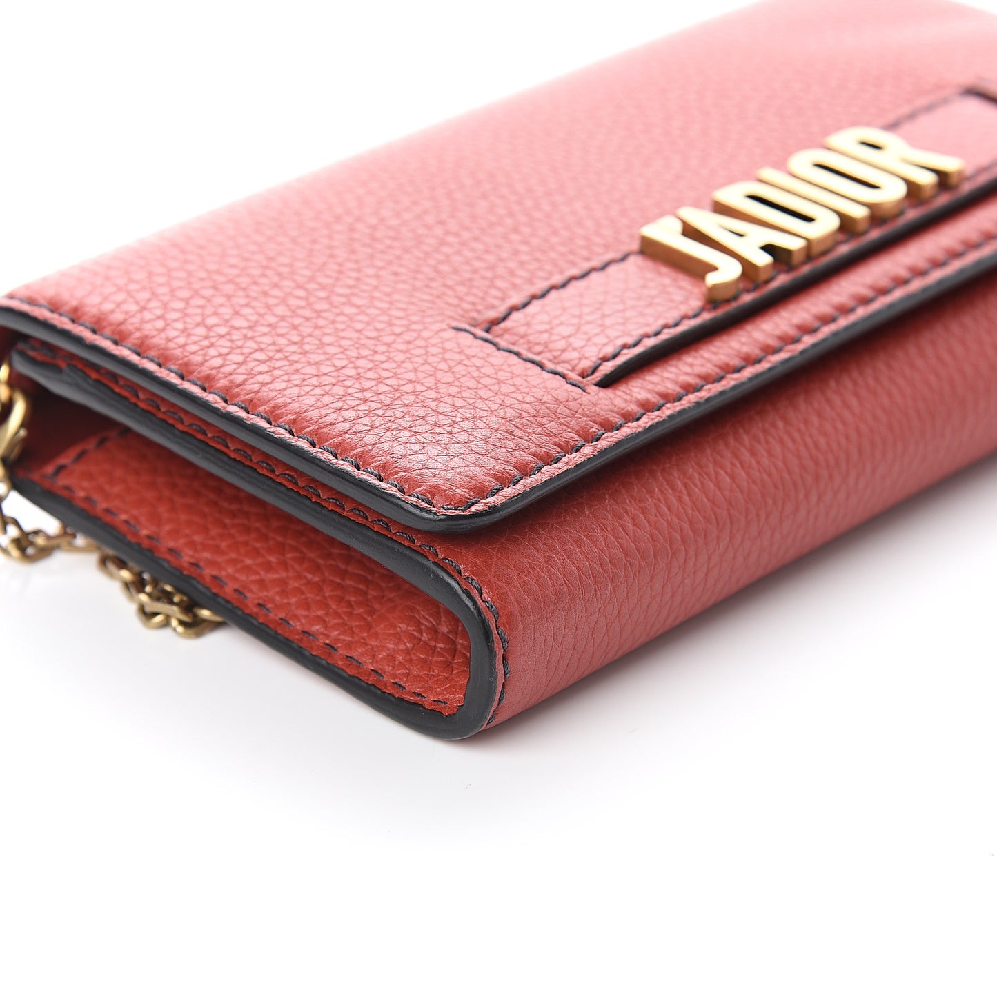 Grained Lambskin J'adior Croisiere Chain Wallet Red