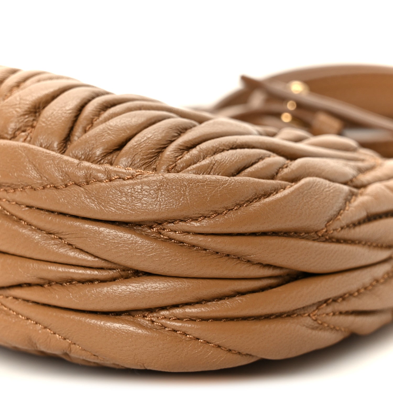 Miu Miu Nappa Matelasse Micro Wander Hobo Caramel 10 of 10
