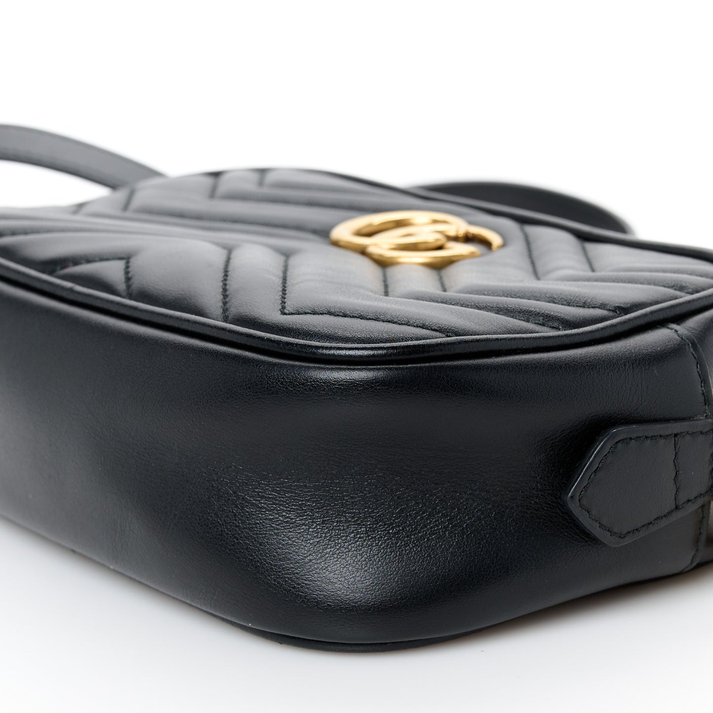 Calfskin Matelasse Mini GG Marmont Chain Shoulder Bag Black